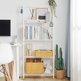 1 estante metálico ajustable de 4-5 niveles - Acero al carbono resistente, blanco con tubos dorados, diámetro de 12-16mm, organizador de almacenamiento montado en el suelo para hogar, oficina o garaje, capacidad de 10-15kg, no requiere batería, ensamblad