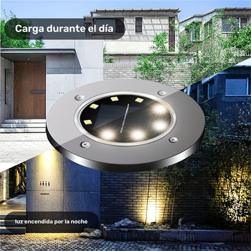 12PCS Luces de jardín solares - Luminaria LED eficiente en energía con sensor de luz, montaje semi-hundido, pantalla de lámpara de acero inoxidable pulido, cuerpo de ABS, fixture decorada con cristal desmontable, base de bombilla B15d, batería de níquel