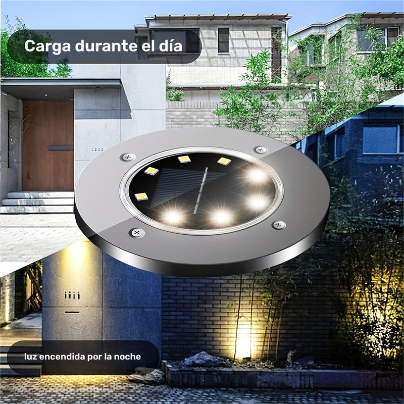 12PCS Luces de jardín solares - Luminaria LED eficiente en energía con sensor de luz, montaje semi-hundido, pantalla de lámpara de acero inoxidable pulido, cuerpo de ABS, fixture decorada con cristal desmontable, base de bombilla B15d, batería de níquel