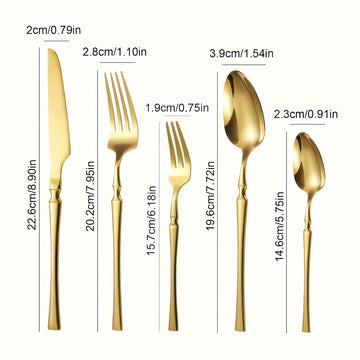 Set de cubiertos de acero inoxidable - 20/30/40 piezas de cubiertos elegantes con mango delgado, vajilla premium para 4/6/8 personas, incluye cuchillos, tenedores, cucharas, cubiertos de postre, ideal para el hogar, la cocina, el restaurante, las fiestas