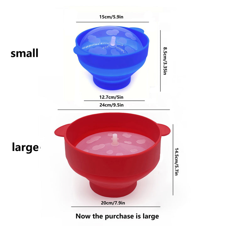 1set Cubo de Palomitas de Maíz de Silicona Plegable para Microondas, Juego de Máquina de Palomitas de Maíz, Tazón de Palomitas de Maíz de Silicona Plegable, Tazón de Palomitas de Maíz de Aire Caliente con Tapa