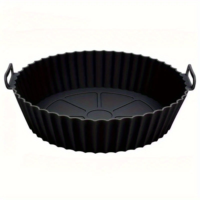 Almohadilla de silicona para freidor de aire de 8 pulgadas - Plegable, reutilizable, resistente al calor, bandeja de hornear adecuada para freidores de aire, fácil de limpiar, antiadherente, apta para horno y microondas, ideal para cocina y horneado en c