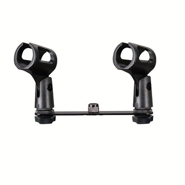 Soporte de micrófono dual o cuádruple con soporte ajustable T-Bar, soporte de micrófono de grabación dual o cuádruple con soporte ajustable T-Bar, material ABS, sostiene 1-4 micrófonos, diseño ahorrador de espacio para grabación en estudio o hogar, confi