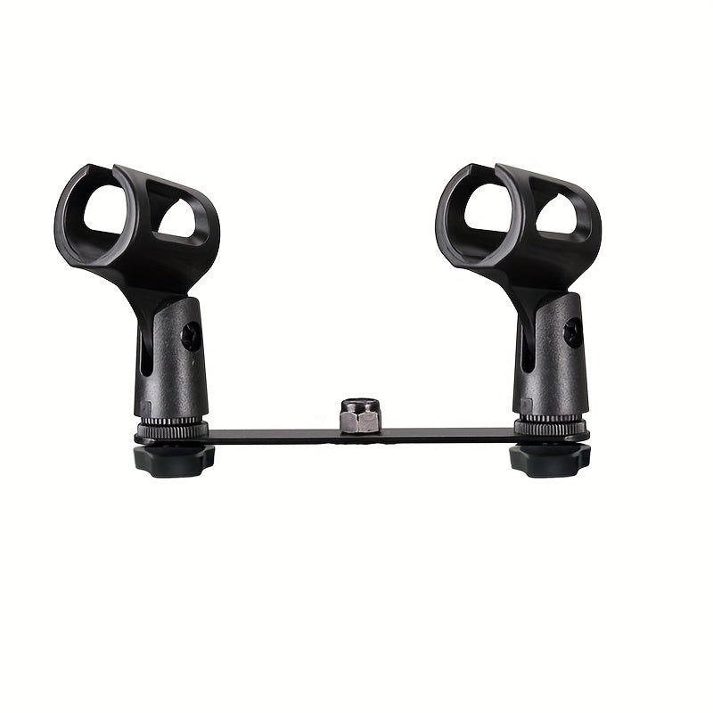 Soporte de micrófono dual o cuádruple con soporte ajustable T-Bar, soporte de micrófono de grabación dual o cuádruple con soporte ajustable T-Bar, material ABS, sostiene 1-4 micrófonos, diseño ahorrador de espacio para grabación en estudio o hogar, confi