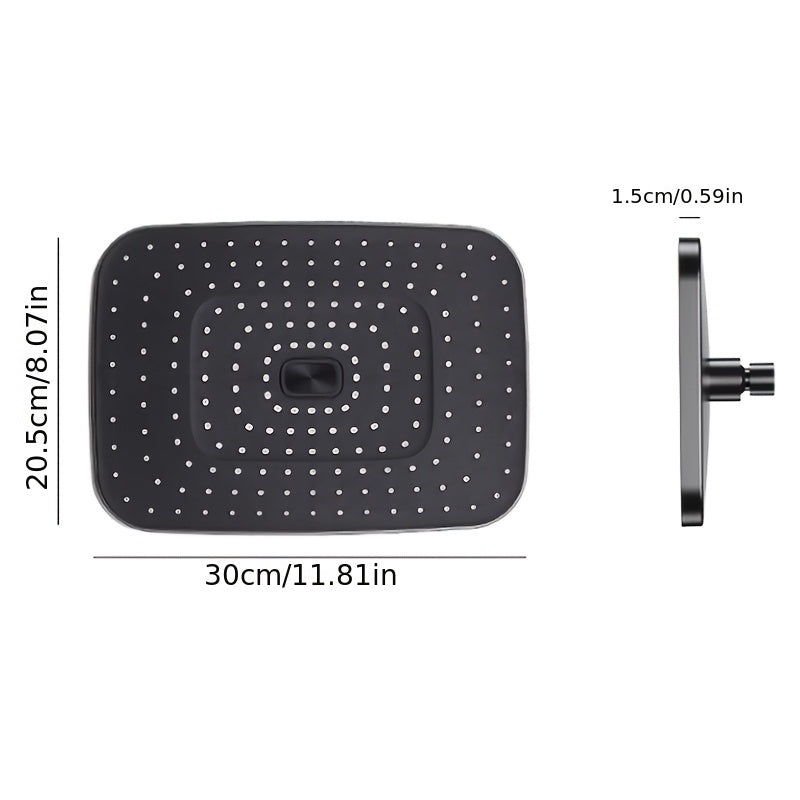 Cabezal de ducha de lluvia de lujo, montaje en pared de alta presión, diseño rectangular clásico, instalación fácil, acabado de pintura elegante, no necesita electricidad, ideal para una experiencia de baño premium, regalo perfecto para Navidad/Halloween