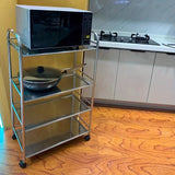 Carrito utilitario de acero inoxidable de 3 niveles con ruedas - Carro de almacenamiento multiusos para cocina, comedor, soporte para horno microondas, hotel, restaurante - Carro de servicio móvil para el hogar, reuniones al aire libre - Fácil montaje, a