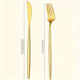 Juego de Cubiertos Portugueses de Acero Inoxidable de 24 Piezas, Incluye 12 Cuchillos y 12 Tenedores, Adecuado para Hogar, Cocina, Camping, Picnic, Utensilios al Aire Libre