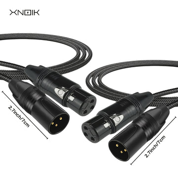 2 unidades de cables de micrófono XLR a XLR de alta calidad, masculino a femenino, con cobre libre de oxígeno (OFC) y trenzado de nailon, negro, 1,5 metros, para micrófono, escenario, estudio, estudio en casa.