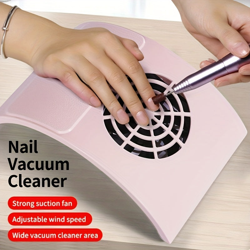 Limpieza de uñas con aspirador USB con 2 bolsas de polvo - Motor cepillado de 20000 RPM, mango ergonómico y área de limpieza ancha para la eliminación de polvo de uñas en el hogar, blanco y rosa brillante, limpiador de uñas, colector de polvo de escritor