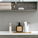 Dispensador de Jabón Negro Elegante con Tapa de Bambú - Plástico Libre de Ftalatos, Ideal para Baño y Cocina, Diseño Independiente, No Necesita Energía, Dispensador de Jabón para Baño