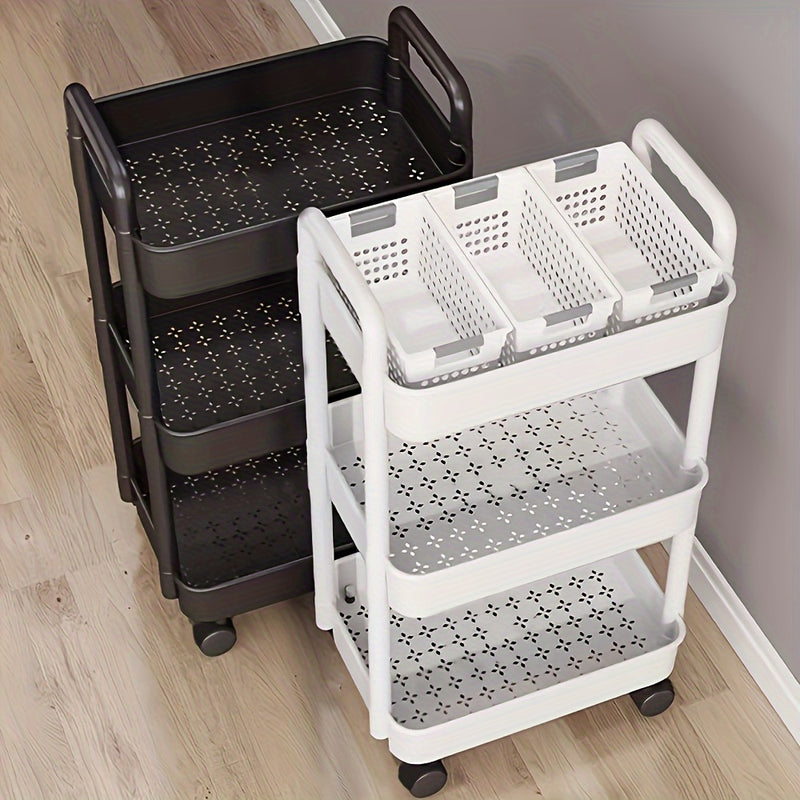 Almacenamiento Multinivel de Plástico Duradero, Fácil de Mover - Ideal para Cocina, Baño y Dormitorio - Blanco