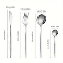 Juego de Vajilla Portuguesa Fina de Acero Inoxidable de 16 Piezas, Set de 4 Piezas: Cuchillo para Bistec, Tenedor, Cuchara, Cuchillo, Tenedor, Cuchara para Hotel y Restaurante