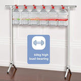 Perchero de Acero Inoxidable Independiente - Colgador Plegable con Altura Ajustable y Ruedas Bloqueables, Estante Resistente para Lavandería en Interiores y Balcón, Secado de Ropa