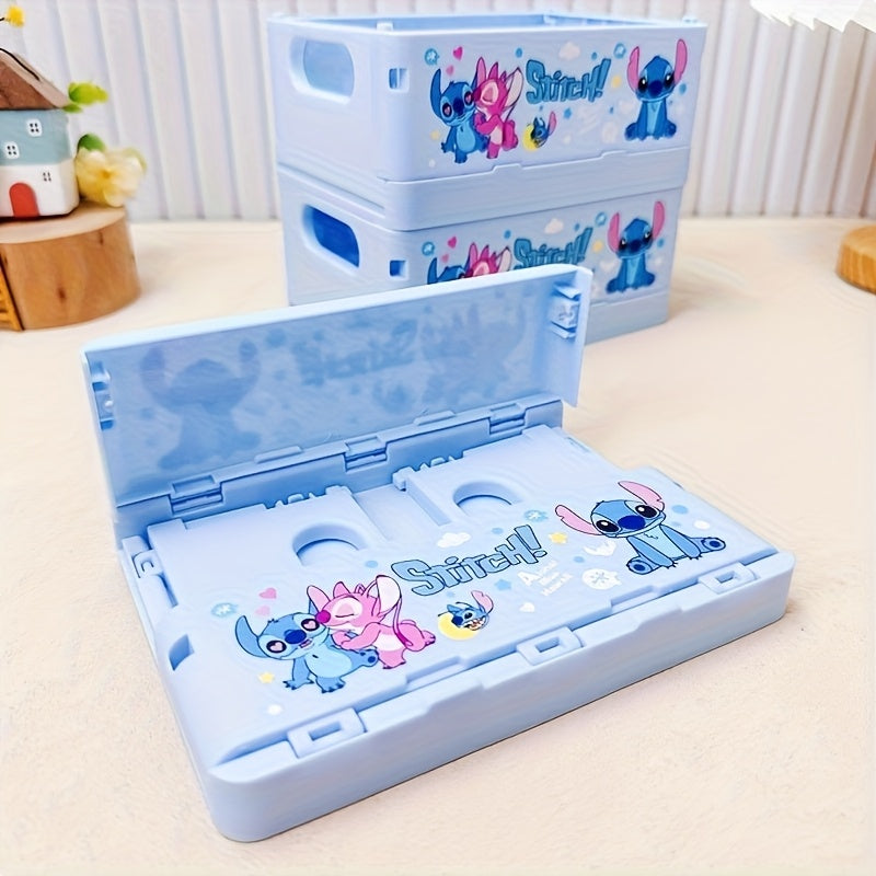 Estuche plegable de almacenamiento con personaje clásico de Disney Stitch, organizador de escritorio apilable Lilo y Stitch para útiles escolares