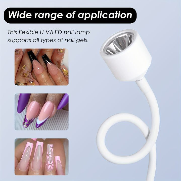 Secadora de uñas LED portátil mini - Luz de secado rápido con carga USB, diseño plegable y flexible para esmalte en gel y pegamento, esencial para manicura y arte de uñas de mujeres, accesorios para uñas | Lámpara de uñas moderna | Secadora de uñas compa