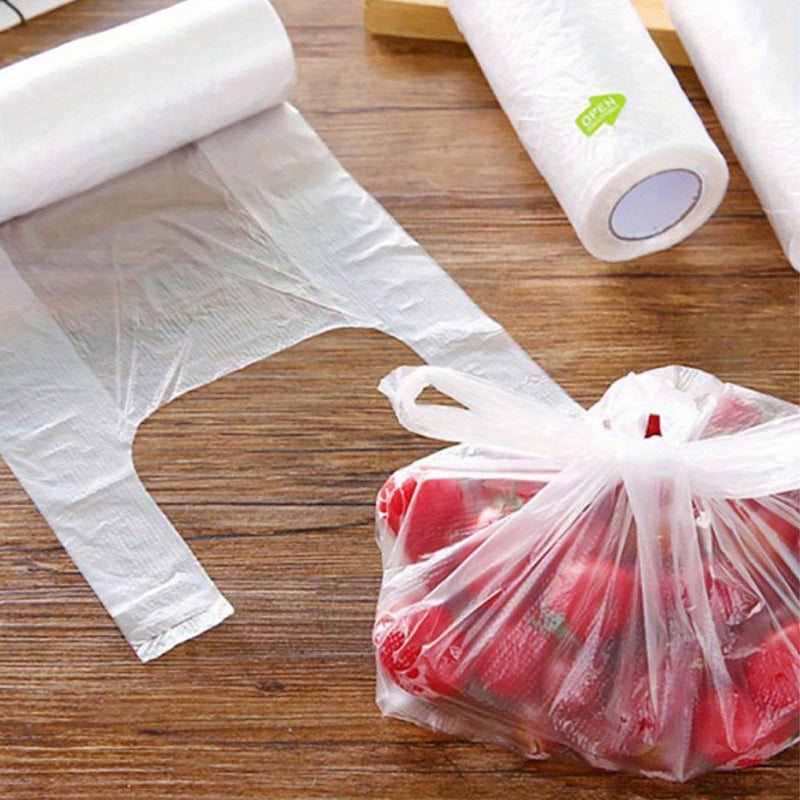100 bolsas de conservación de alimentos, plástico grueso de grado alimenticio, estilo chaleco, embalaje de cocina, tamaños grandes/medianos/pequeños, material de PC duradero para almacenamiento doméstico.