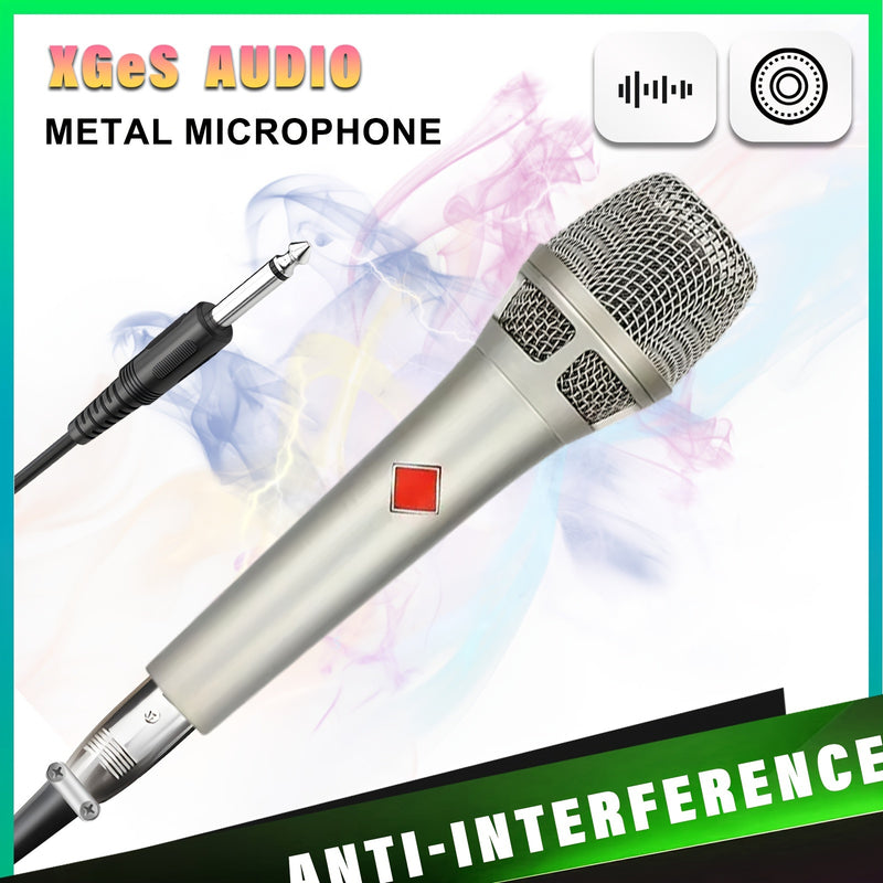 Microfono Dinámico Portátil Legendario XGeS - Voz Cardióide, Cable XLR de 6.35mm Incluido para Escenario, DJ, Karaoke, Grabación y Transmisión en Vivo, Con Cable, Micrófono Vocal, 3m