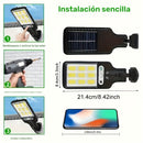 1 foco solar con control remoto, 90 LED COB, sensor de movimiento, montaje semiempotrado, material plástico, acabado pulido, plegable, accesorio desmontable, carga solar, batería de litio recargable, montaje en pared, incluye hardware de instalación