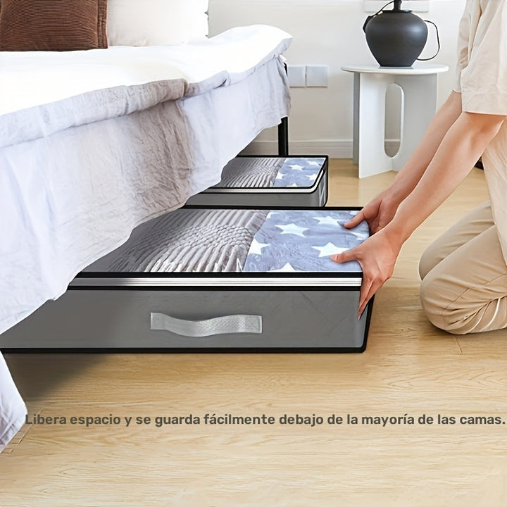 1 caja de almacenamiento plegable grande con asas y ventana visible - Organizador multiusos para ropa, libros, juguetes, mantas y ropa de cama - Diseño que ahorra espacio para debajo de la cama, armario, vestidor, dormitorio, residencia - Ideal para la o