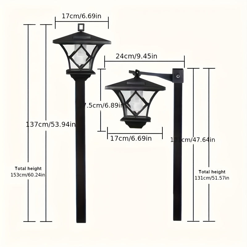 Luces solares LED retro para jardín, 2 en 1, iluminación de paisaje multiusos con panel solar, batería de níquel, camino, garaje, patio, césped y decoración de jardín, iluminación de paisaje impermeable al agua, exterior. Luces retro estilo, sombra de pl
