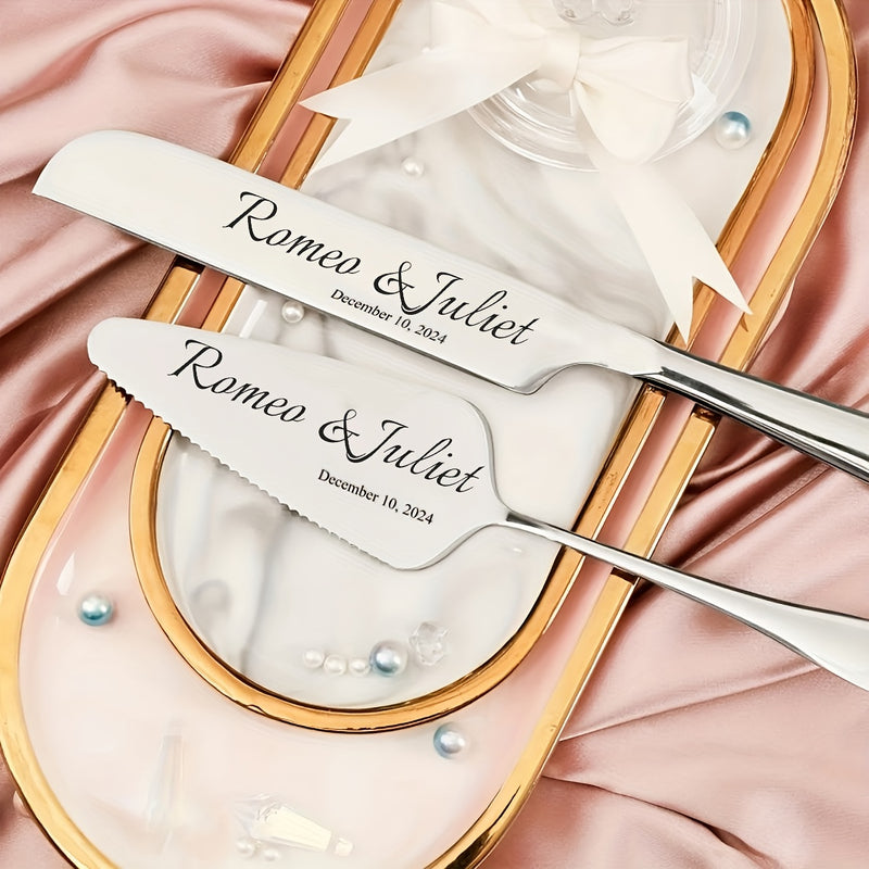 Juego de Cubiertos para Pastel de Acero Inoxidable Personalizado y Único de 2 Piezas, Cubertería Personalizada para Bodas, Cumpleaños, Aniversarios, Ceremonias de Graduación, Despedidas de Soltero, Recuerdos de Boda, Acción de Gracias, Día del Padre, Día