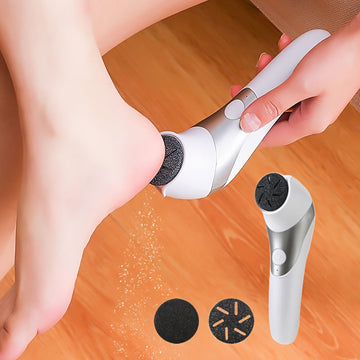 Una máquina de pulir pies eléctrica portátil con carga USB de doble cabeza, herramienta recargable para eliminar el pie y para pedicura, ideal para pulir pies gruesos y cuidar la piel seca, fácil de usar con una cabeza de molienda reemplazable.