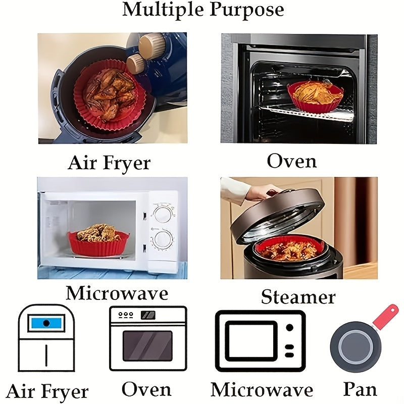 Revestimiento de silicona antiadherente de grado alimenticio redondo para freidor de aire - Ideal para cocina hogareña, picnic al aire libre y comedor de RV - Compatible con todos los modelos de freidor de aire, accesorios para freidor de aire
