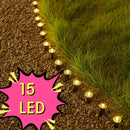 1 unidad, 15 luces, lámpara solar LED para césped, luz guía exterior, luz decorativa de jardín para caminos, ideal para jardines, camping, fiestas, decoración de bodas, cumpleaños y Navidad, crea ambiente en patios y exteriores