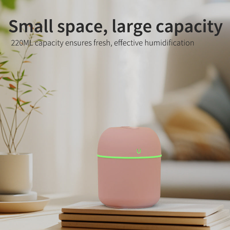 Humedificador portátil USB - Fabricante de niebla de escritorio ultra-quieto con aromaterapia inteligente, luz nocturna LED y pulverización nano para uso en casa, coche y oficina, ventilación de coche | Diseño elegante | Construcción de plástico, difusor