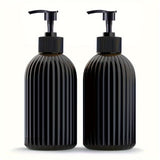2 botellas de plástico vacías con bomba dispensadora, 500 ml, para jabón de manos y platos, champú y acondicionador, uso múltiple para jabón líquido, gel de baño y ducha, color negro - Regalos para Ramadán, Eid al-Adha, Día del Padre, Navidad y Halloween