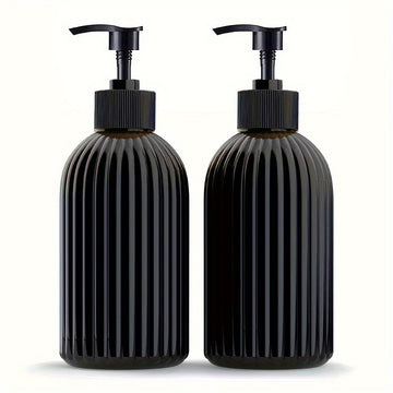 2 botellas de plástico vacías con bomba dispensadora, 500 ml, para jabón de manos y platos, champú y acondicionador, uso múltiple para jabón líquido, gel de baño y ducha, color negro - Regalos para Ramadán, Eid al-Adha, Día del Padre, Navidad y Halloween