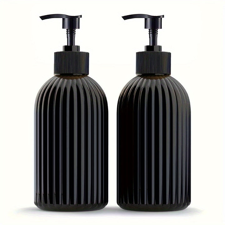 2 botellas de plástico vacías con bomba dispensadora, 500 ml, para jabón de manos y platos, champú y acondicionador, uso múltiple para jabón líquido, gel de baño y ducha, color negro - Regalos para Ramadán, Eid al-Adha, Día del Padre, Navidad y Halloween