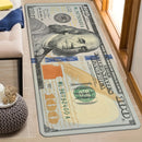 Alfombra de Diseño Creativo de Billete de $100 Antideslizante - Perfecta para Dormitorio, Cocina, Lavandería y Decoración de Pasillo | Alfombra de Poliéster Lavable a Máquina con Base Antideslizante | Ideal para Halloween, Navidad, Pascua, Acción de Grac