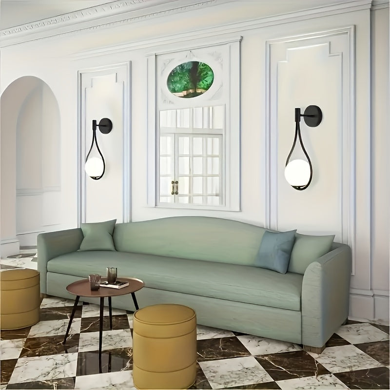 Aplique de Pared Estilo Medio Siglo con Acabado en Latón Antiguo - Diseño Elegante de Lágrima para Dormitorio, Baño, Sala de Estar o Pasillo - Base E27 (Bombilla No Incluida), Iluminación para Dormitorio | Iluminación Sofisticada | Construcción Metálica,