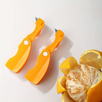 Pelador de Naranjas Plegable Portátil – Multifuncional, Fácil de Agarrar, Cortador y Pelador de Frutas de Metal, No Necesita Electricidad, Seguro para Contacto con Alimentos, Ideal para Uso en Cocina, Pelador para Naranjas
