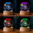 3D para la galaxia, bola de cristal, luz nocturna - Diseño de luna y planetas con tema espacial, alimentado por USB, luz ambiental de vidrio pulido para decoración de dormitorio y sala de estar, regalo perfecto para entusiastas de la ciencia ficción, dec