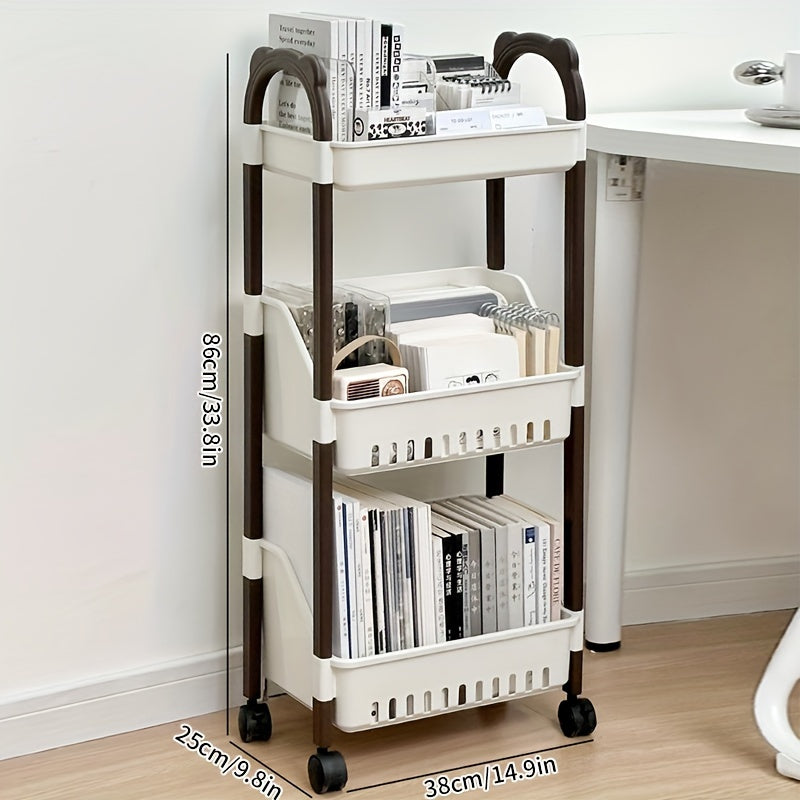 Carrito de Almacenamiento de Plástico Versátil - Impermeable, Organizador Multinivel para Libros, Snacks y Más - Perfecto para el Hogar, la Oficina o el Dormitorio