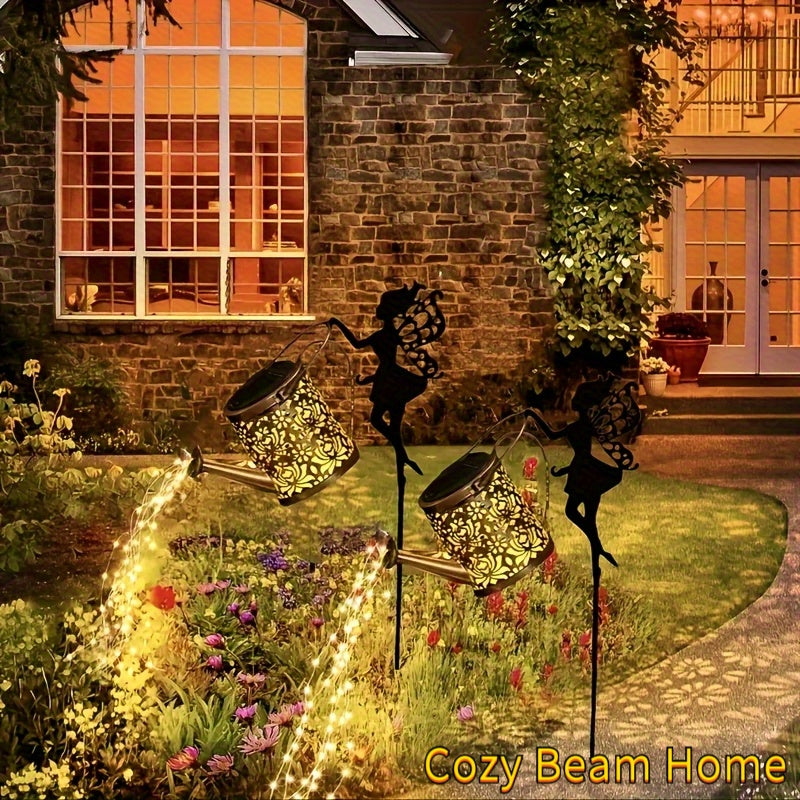 Regadera de hadas con luces solares, ideal para jardín, pérgola, porche y césped del patio, decoración festiva. Regalo perfecto para mamá, vecinos y amigos. Luces exteriores aptas para las 4 estaciones