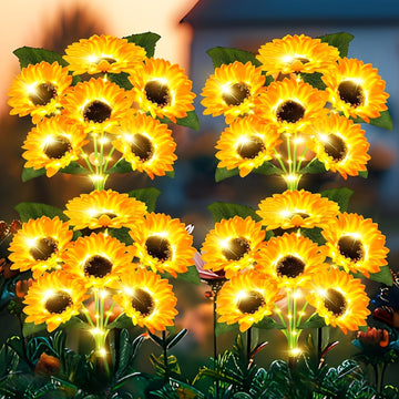 1Paquete/2Paquetes/4Paquetes Luces Solares para Jardín Exterior - Luces Decorativas de Girasol, Impermeables con Encendido/Apagado Automático para Patio y Jardín
