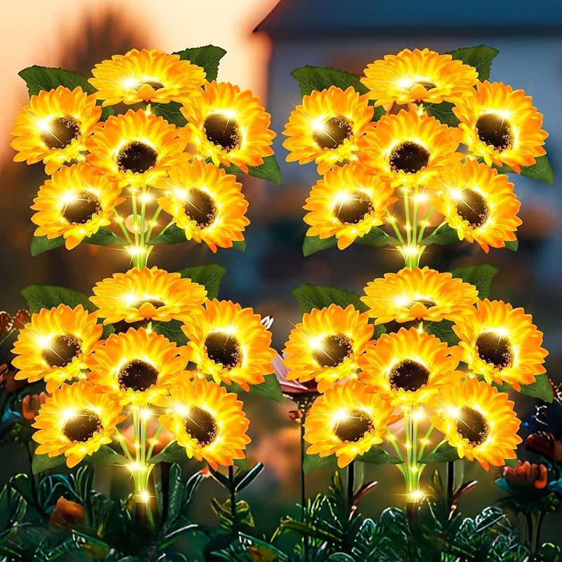 1Paquete/2Paquetes/4Paquetes Luces Solares para Jardín Exterior - Luces Decorativas de Girasol, Impermeables con Encendido/Apagado Automático para Patio y Jardín