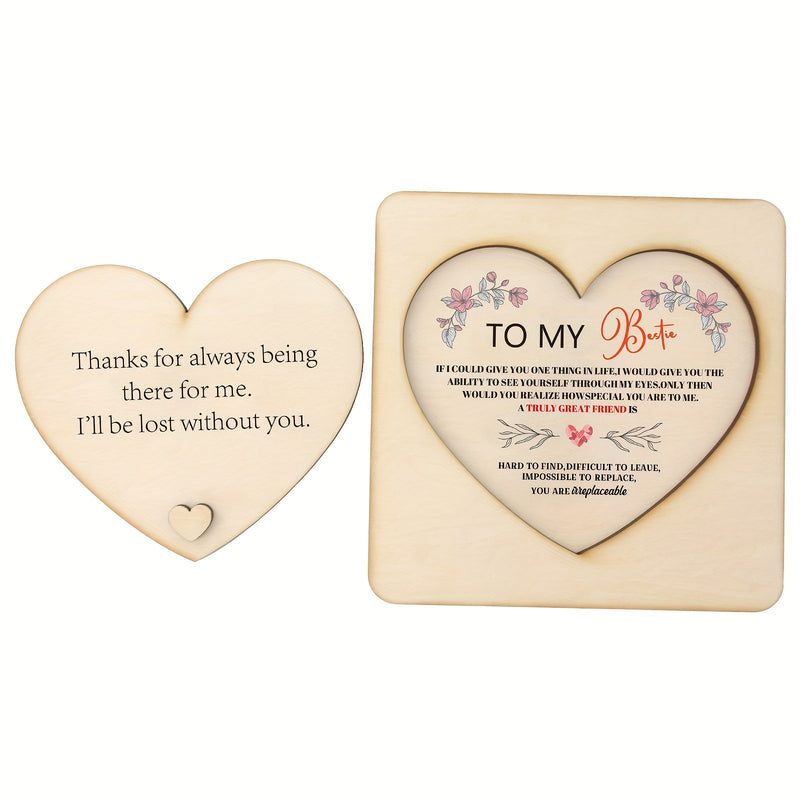 Juego de 2 Piezas de Decoración de Escritorio de Madera - Regalo Perfecto para Mejores Amigos, Cumpleaños y Aniversario de Amistad - Adorno Versátil para el Hogar y la Oficina