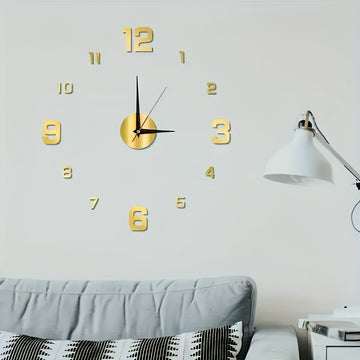 1 reloj de pared de acrílico moderno, reloj grande silencioso con números 3D, corona plana redonda, operado por batería (AA), ideal para decoración de salón y dormitorio
