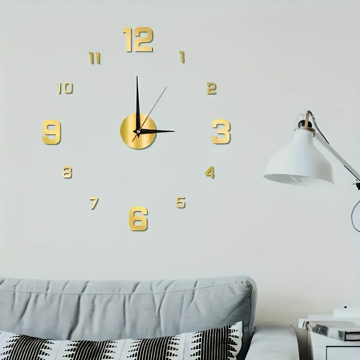 1 reloj de pared de acrílico moderno, reloj grande silencioso con números 3D, corona plana redonda, operado por batería (AA), ideal para decoración de salón y dormitorio