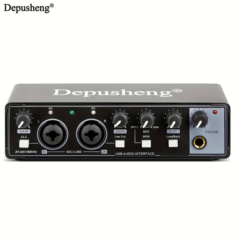 Interfaz de Audio USB de Alta Fidelidad Depusheng con Micrófono, 24-Bits/192kHz, XLR, Alimentación Fantasma, Convertidor de Precisión Integrado para Muestreo Preciso de hasta 24-Bits/192kHz - ABS Duradero, Negro - Ideal para Streaming y Grabación de Músi
