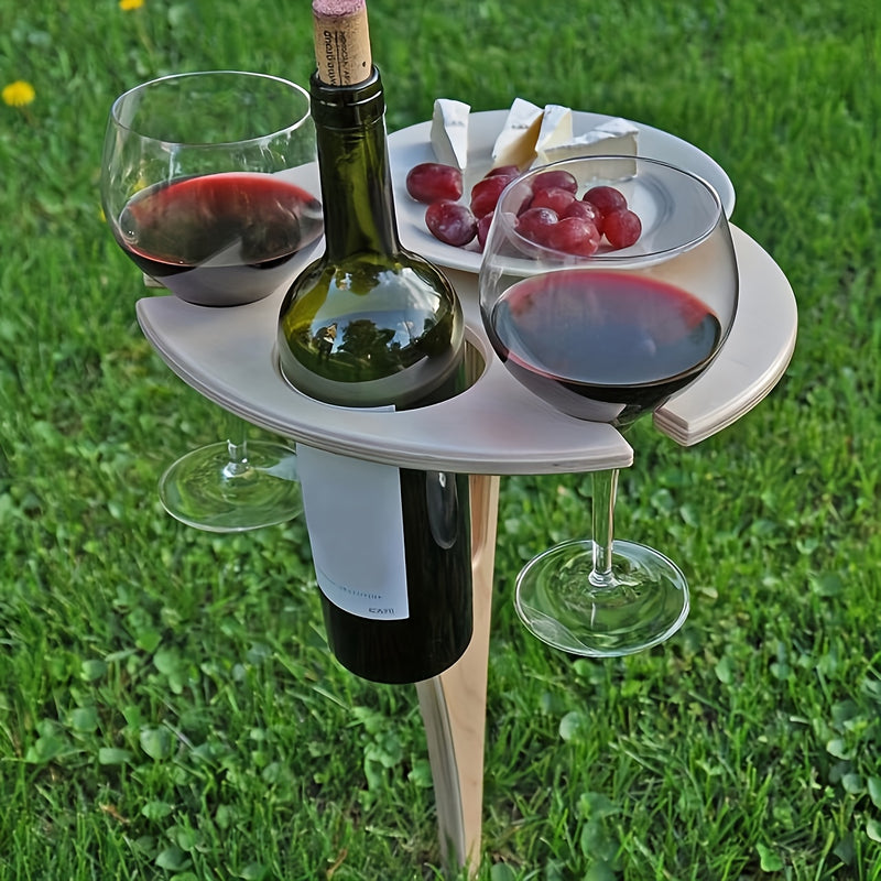 Soporte de Vino de Madera Portátil - Estilo Clásico para Aventuras al Aire Libre | Ideal para Viajes y Senderismo | Diseño Independiente sin Necesidad de Energía | Perfecto para el Día de San Valentín y Reuniones al Aire Libre Sencillas