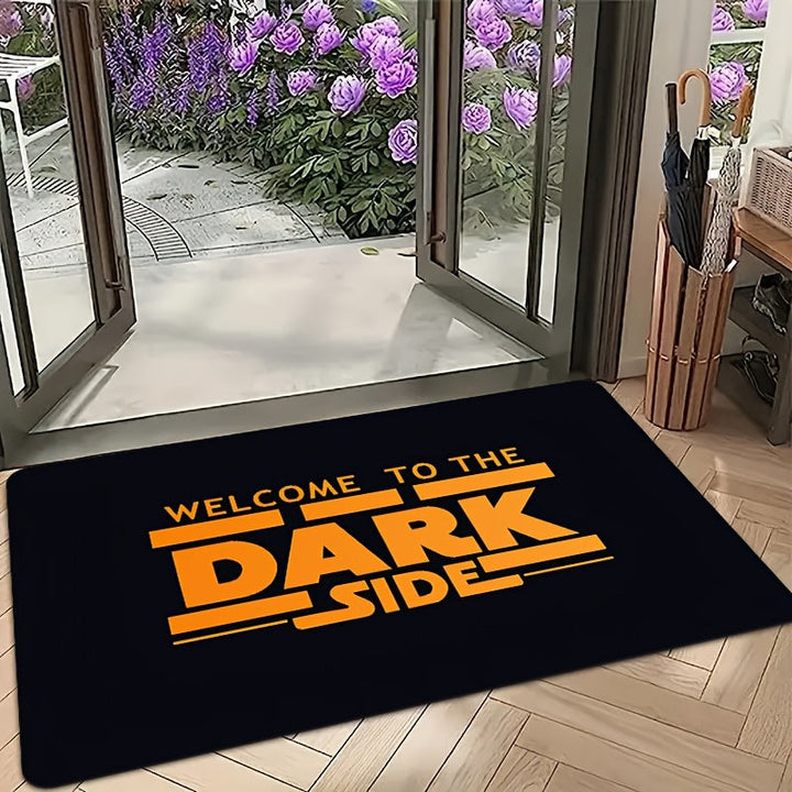 1 alfombra de felpa larga + base de esponja de 1 cm, diseño simple y moderno con estampado de letras OSCURAS, suave y cómoda para lavabo, cuarto de lavado, entrada, comedor, dormitorio, baño, accesorios para baño