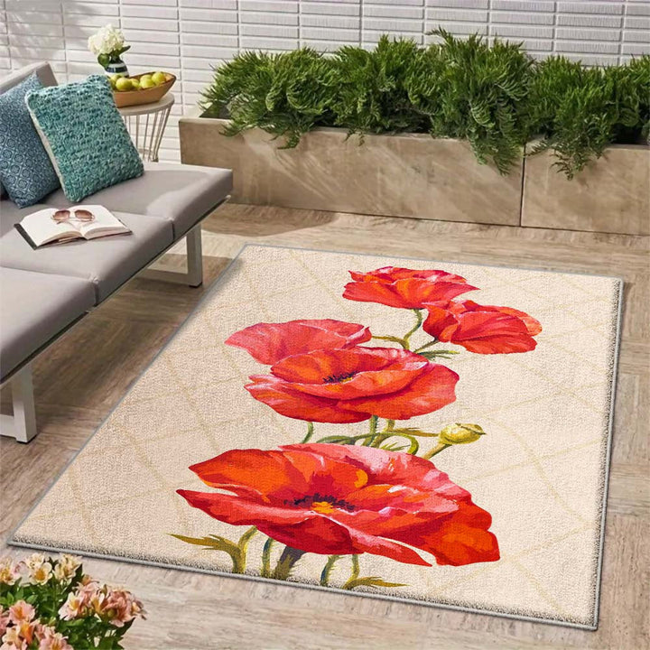 Alfombra de Terciopelo/853g/m² con Estampado Moderno Geométrico Antideslizante y Espesada para Exteriores - Mezcla Perfecta de Lujo y Elegancia, Duradera y Lavable a Máquina en Crema Cuadros Oscuros para Patio o Jardín - Varios Tamaños Disponibles