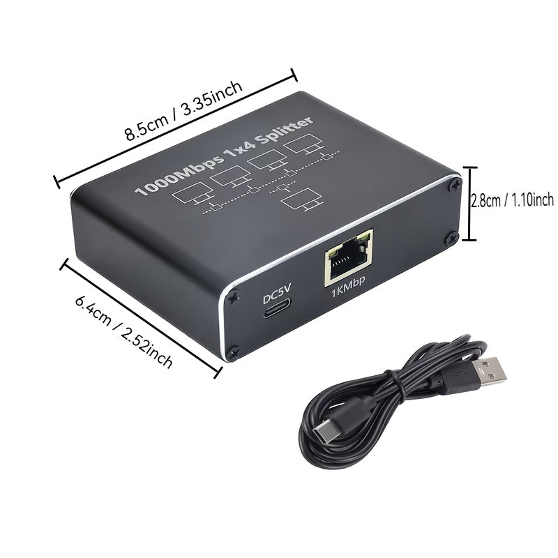 MAGIC BLOCK Repartidor de Ethernet Gigabit 1/3/4 RJ45 con alta velocidad de red y línea de alimentación USB Cat5/5e/6/7/8 conectado a múltiples dispositivos de 1000 Mbps de transferencia estable.