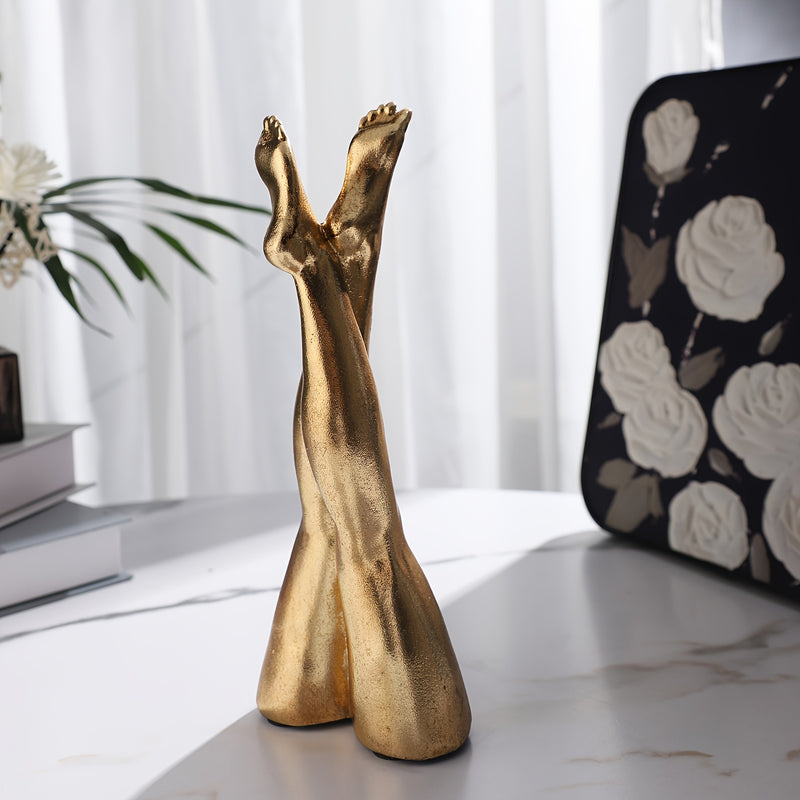 Escultura Decorativa de Pie Doble Dorado para el Hogar, Artesanía en Resina para Sala de Estar, Gabinete de Vinos y Escritorio, Adorno Regalo Festivo