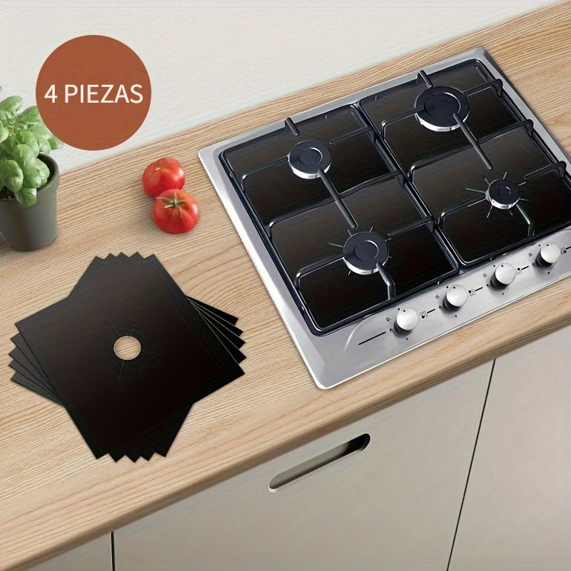 4pcs Tapetes Protectoras para Estufa de Gas de Teflón - Antiadherentes, Fáciles de Limpiar, Resistentes al Aceite y la Grasa, Almohadillas de Cocina Resistentes al Calor, para Seguridad en la Cocina / Equipo de Alimentación, Ideal para Chef Caseros